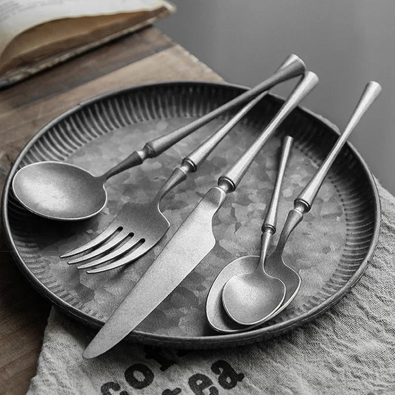Retro Stainless Steel 4-Piece Cutlery Set