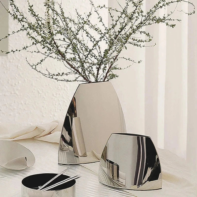 Silver Arc Mirror Vase