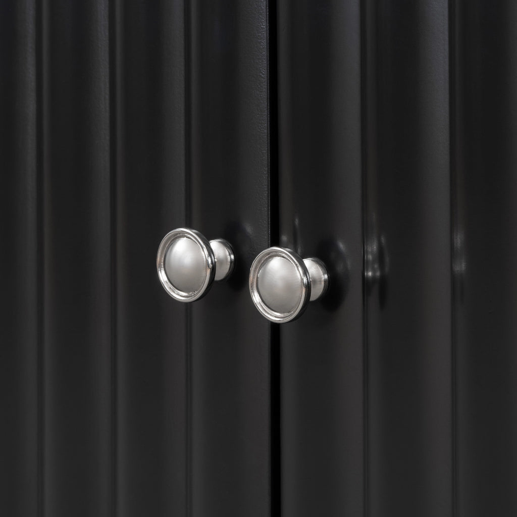 4-Door Sideboard with Wavy Pattern & Cylindrical Legs