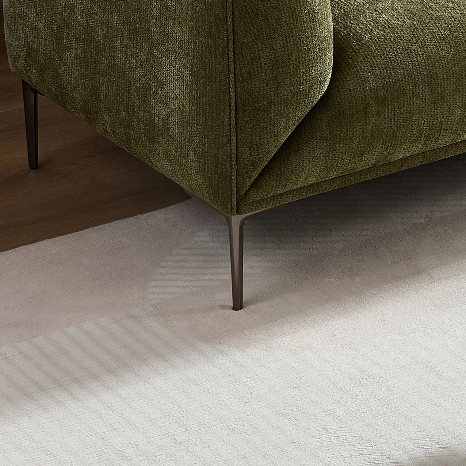 Green 3-Seater Fabric Sofa, Modern Living Room Sofa