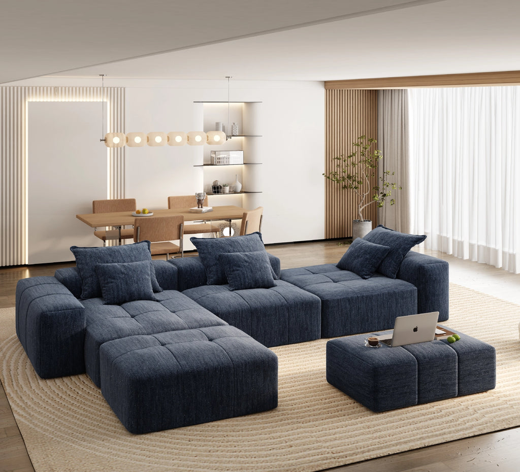 Modern Oversized Modular Sectional Sofa with 6 Pillows