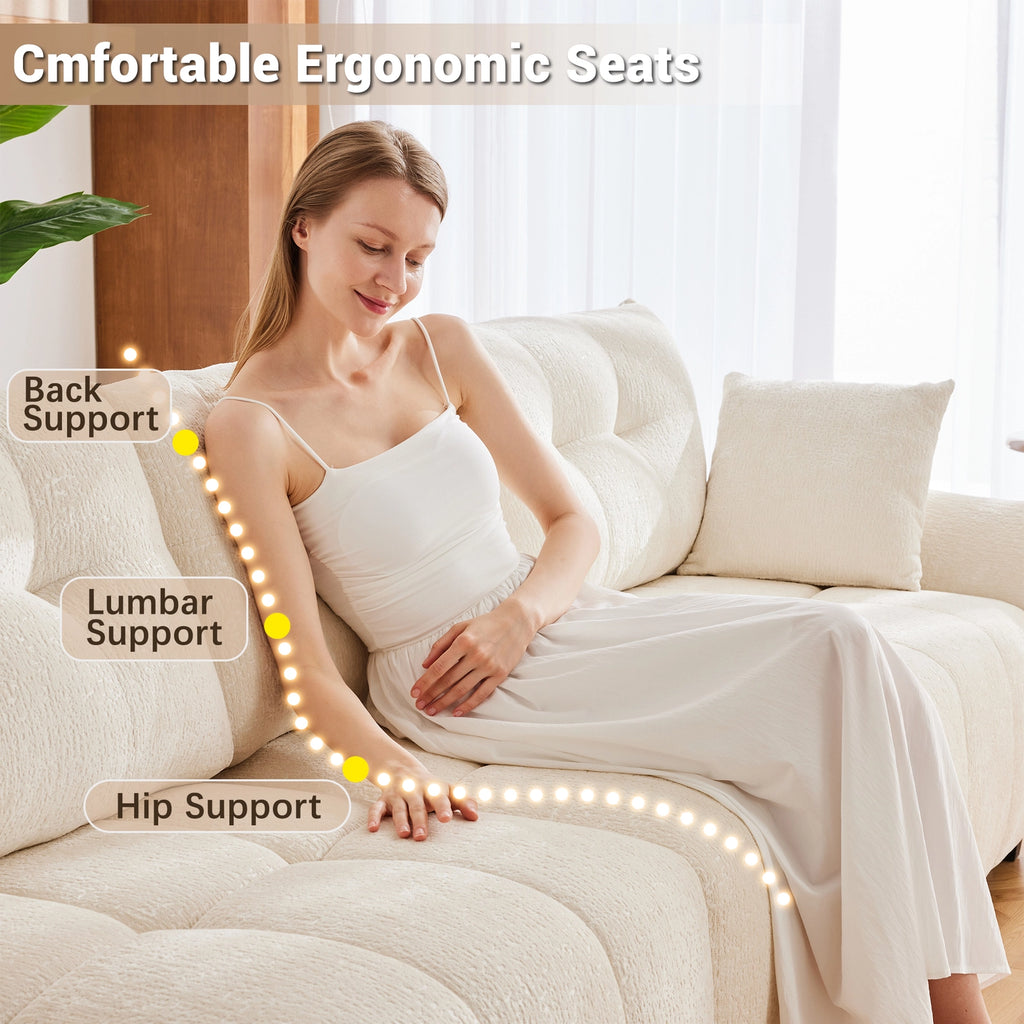 Beige Chenille Ergonomic Sofa-Single Seat/4-Seat+1 Ottoman