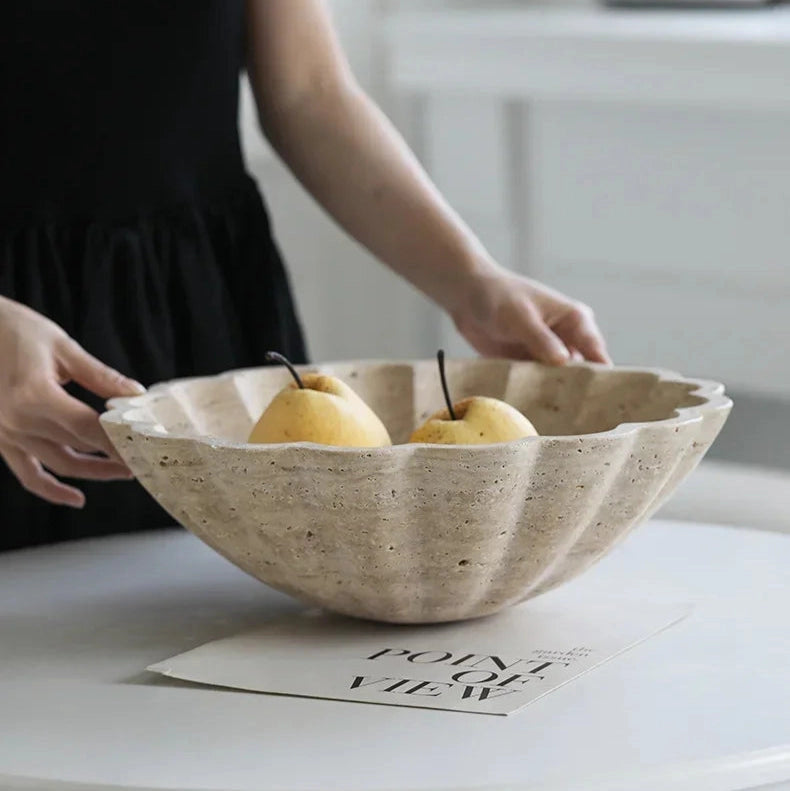 Floral Faux Travertine Bowl