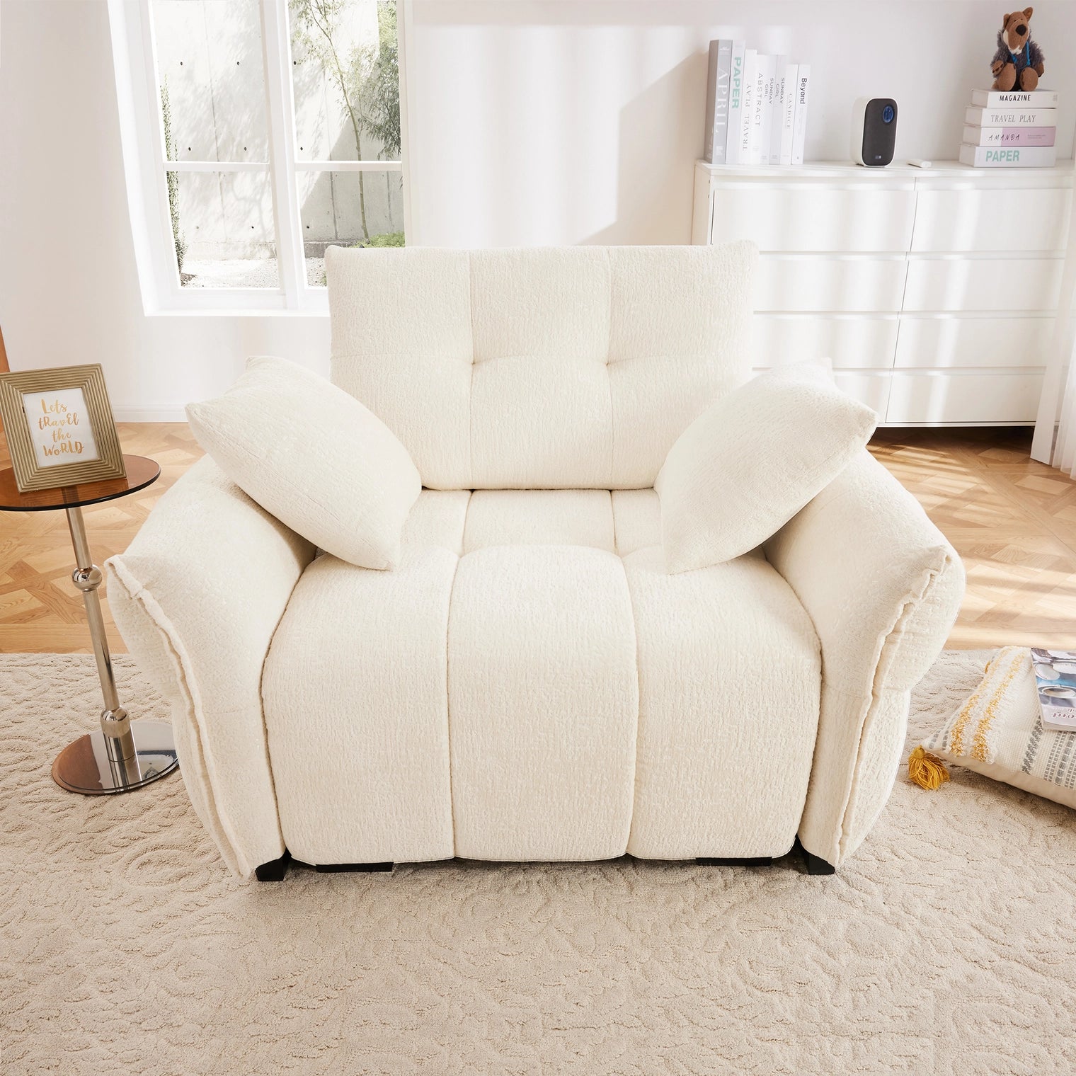 Beige Chenille Ergonomic Sofa-Single Seat/4-Seat+1 Ottoman