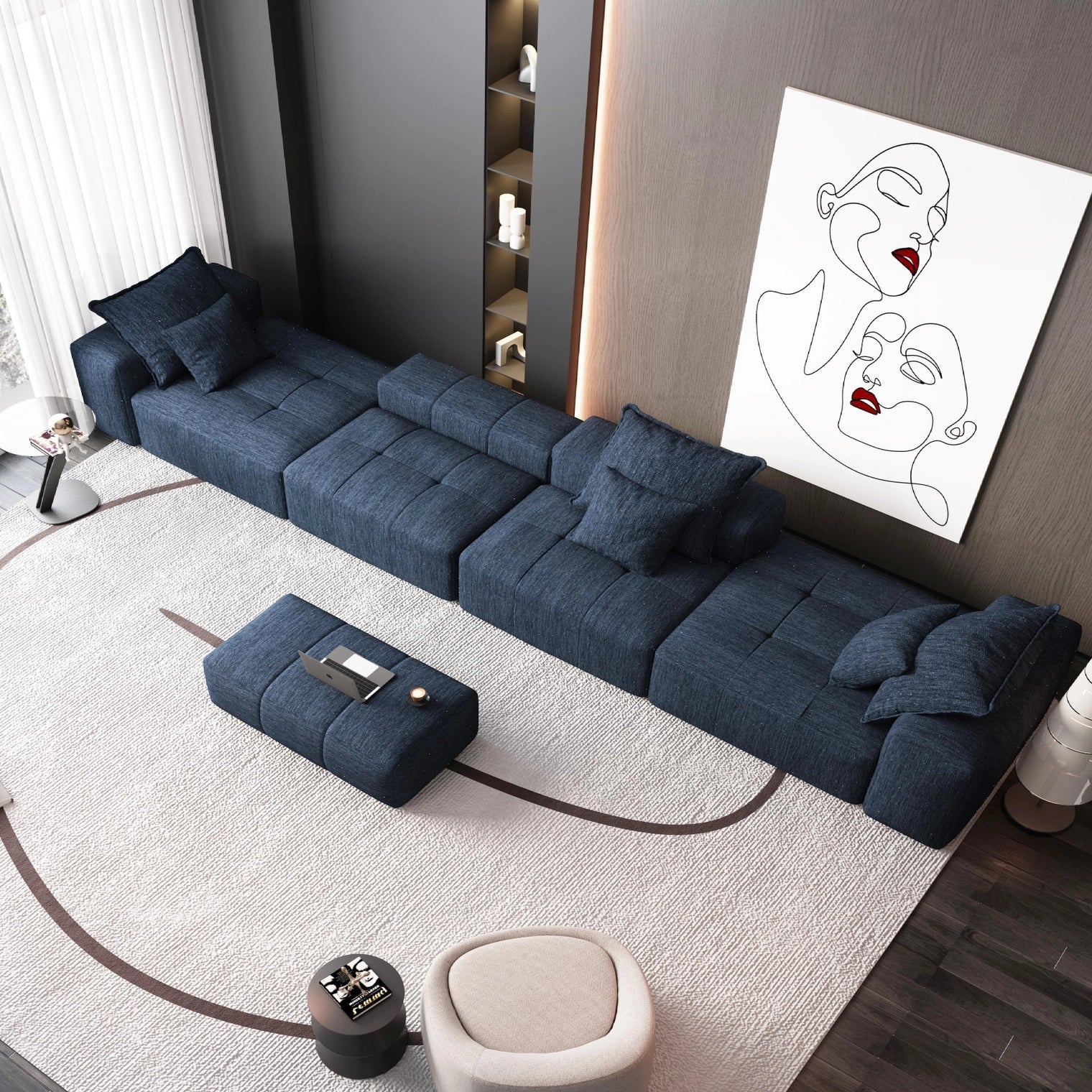 Modern Oversized Modular Sectional Sofa with 6 Pillows