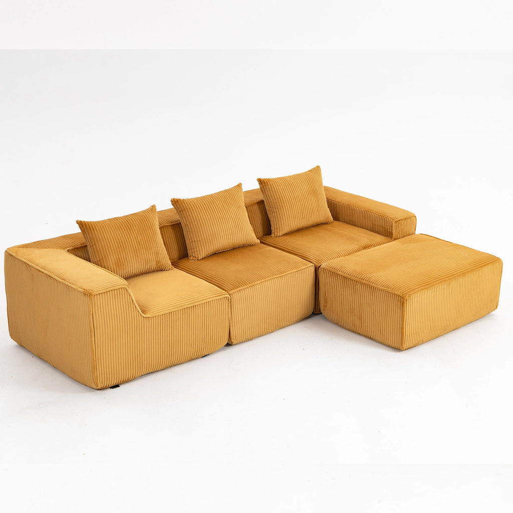 Modular Compression Sofa Set Plush Corduroy