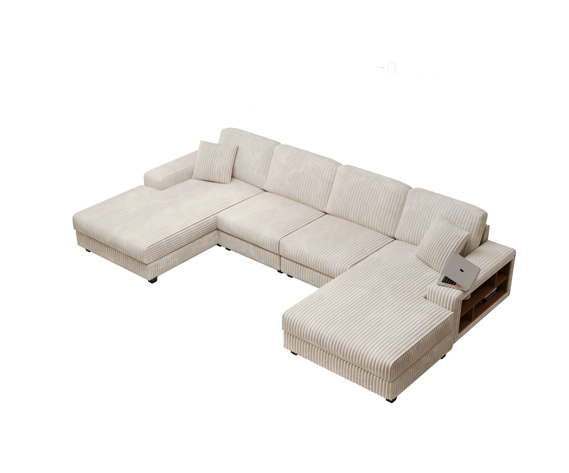 4-Seater U-Shaped Modular Sectional Sofa & Corduroy Fabric