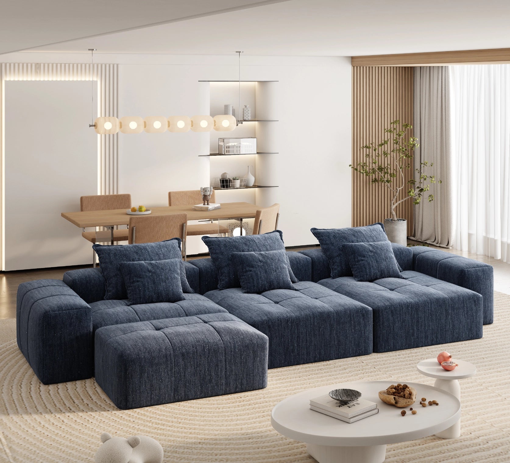 Modern Oversized Modular Sectional Sofa with 6 Pillows