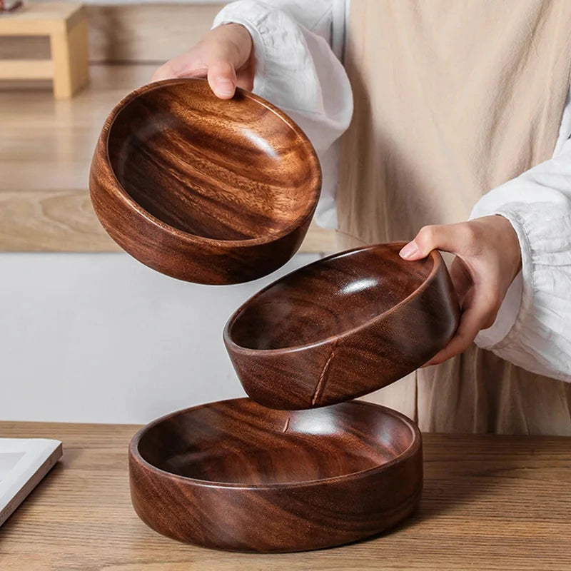 Walnut Wooden Bowls 4-Piece Sets