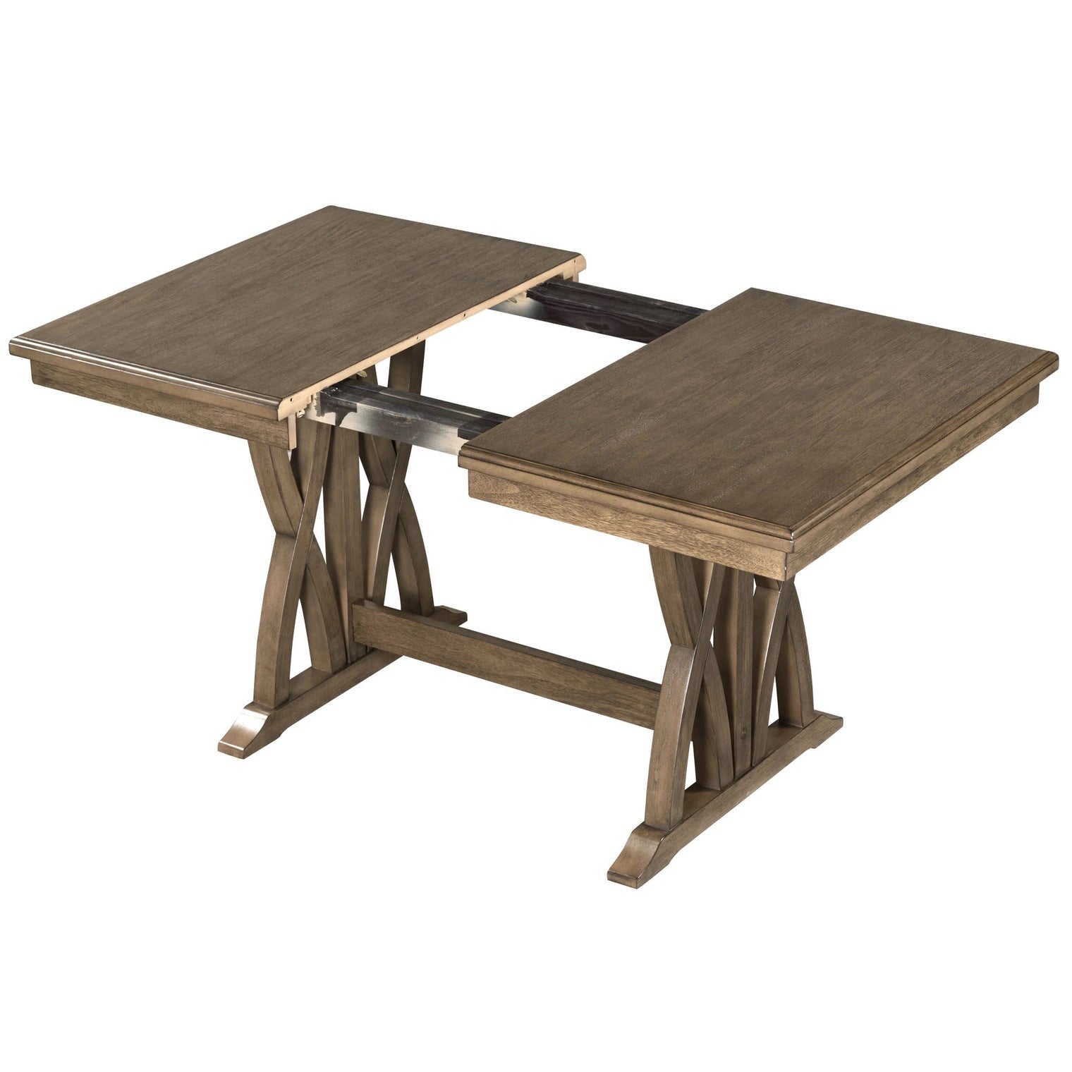 Mid-Century Extendable Solid Wood 7-Piece Dining Table Set