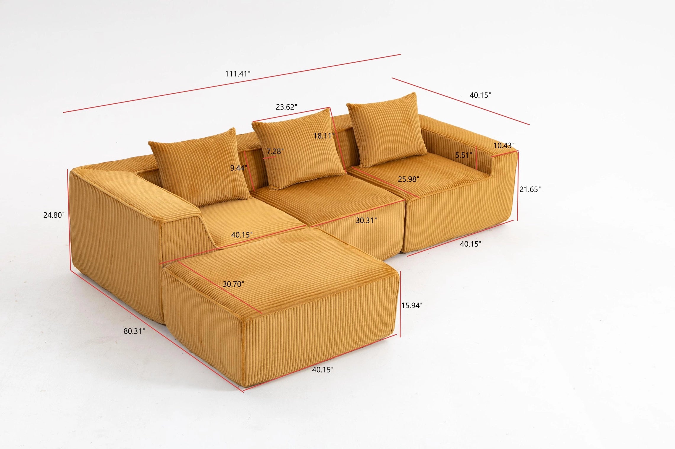 Modular Compression Sofa Set Plush Corduroy