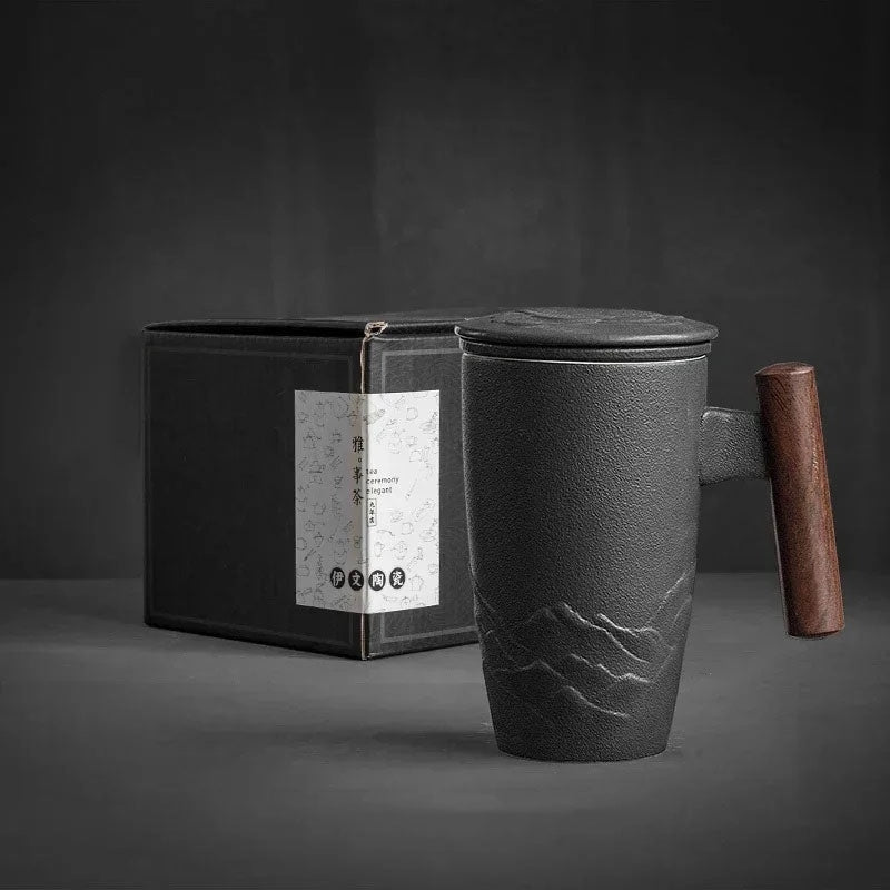 Loose Leaf Tea Thermal Mugs with Wooden Handle