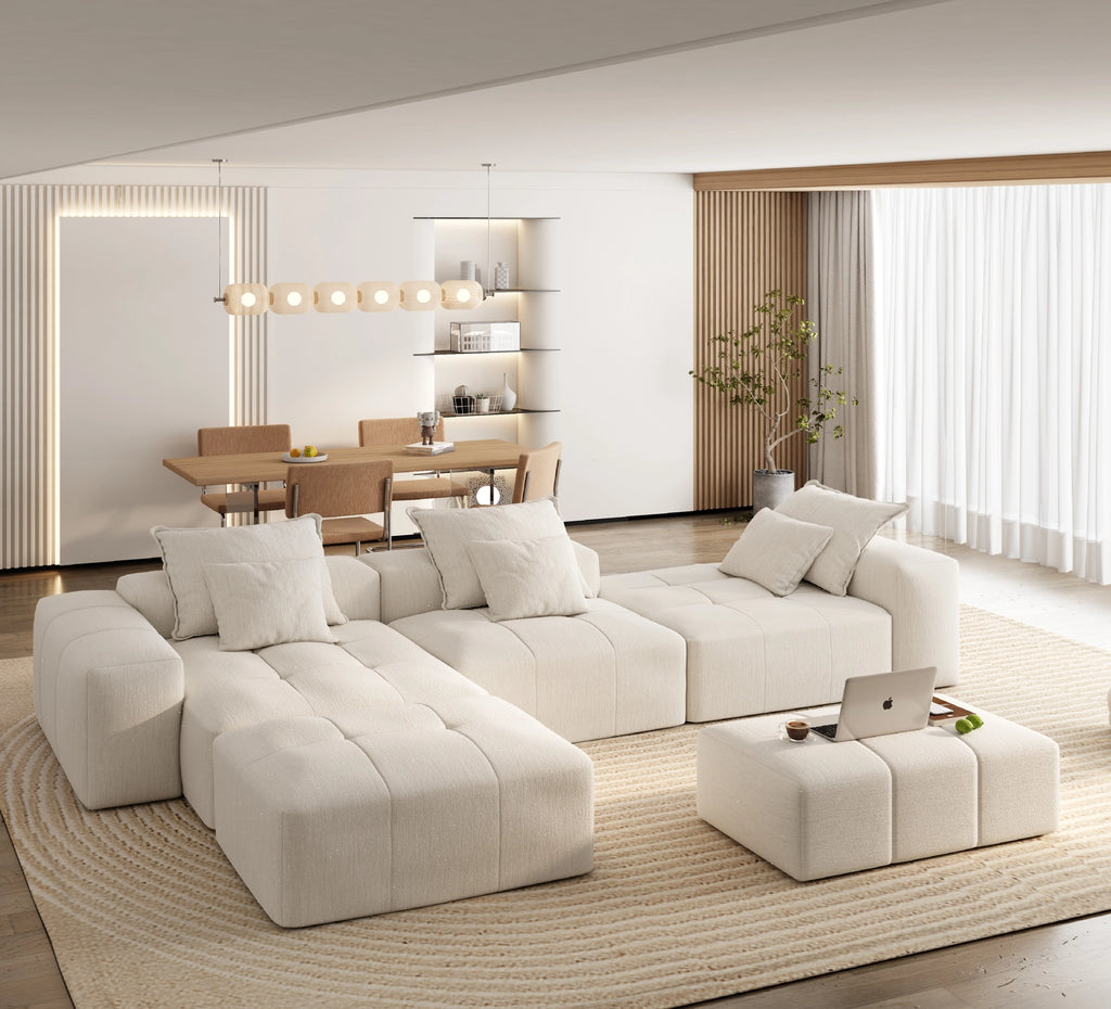 Modern Oversized Modular Sectional Sofa with 6 Pillows