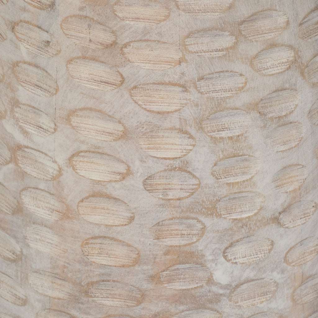 Wood Carved Hammered Base End Table