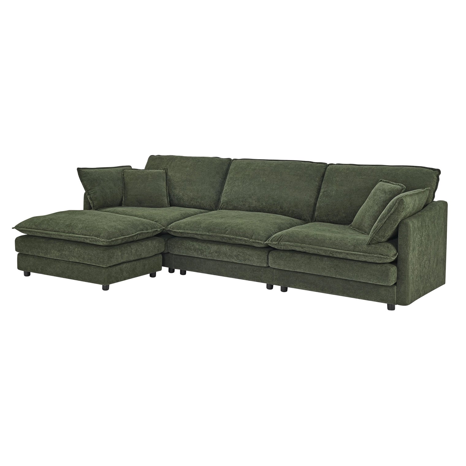 Living Room 4-Seater L-Shaped Sectional Sofa with Ottoman