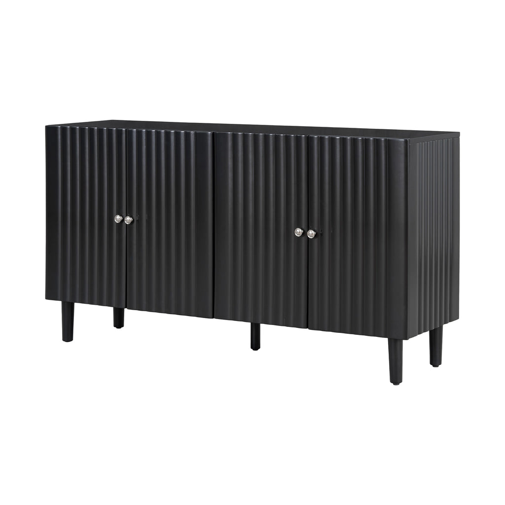 4-Door Sideboard with Wavy Pattern & Cylindrical Legs