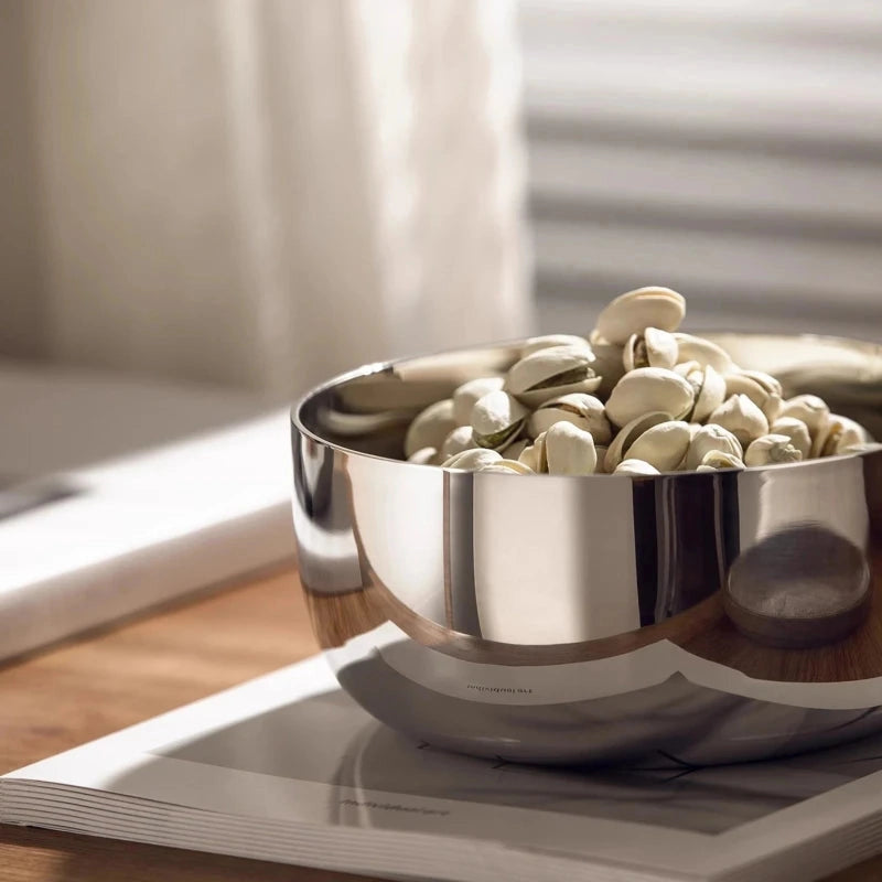 Stainless Steel Bowls with Walnut Lids 2-Piece Set