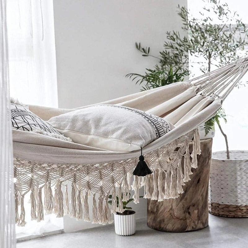 Macrame Hammock | Boho Outdoor Swing | Patio Hammock Decor