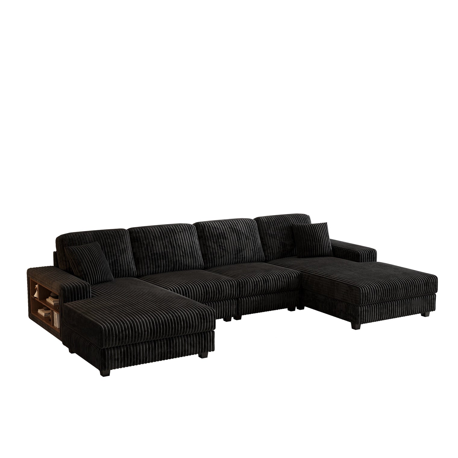 4-Seater U-Shaped Modular Sectional Sofa & Corduroy Fabric