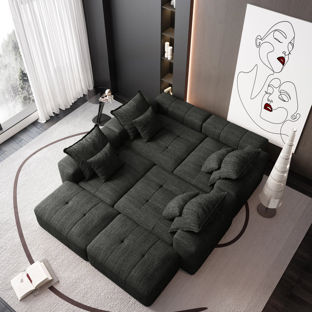 Oversized Modular Sectional Sofa Sparkling Chenille Black