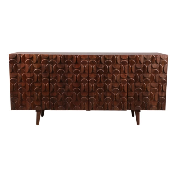 Wood Geometric Carved Front Finish Cabinet