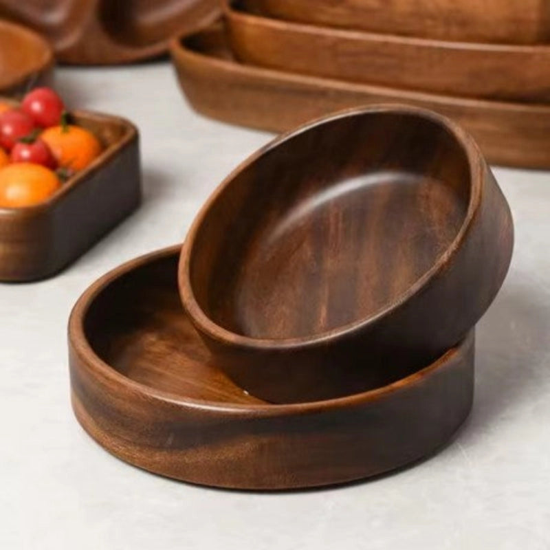 Walnut Wooden Bowls 4-Piece Sets