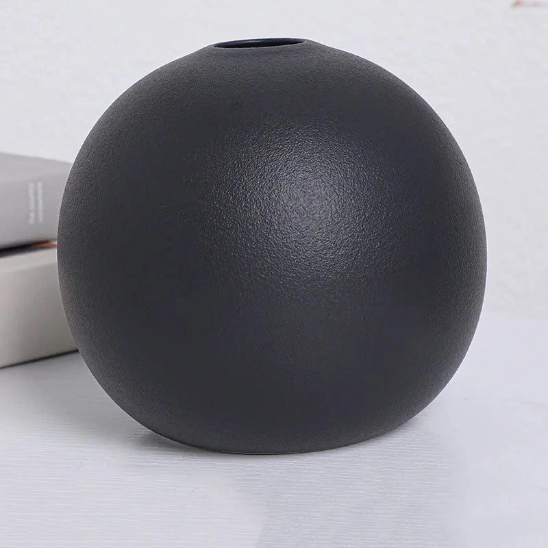 Round Black Vases 3-Piece Set