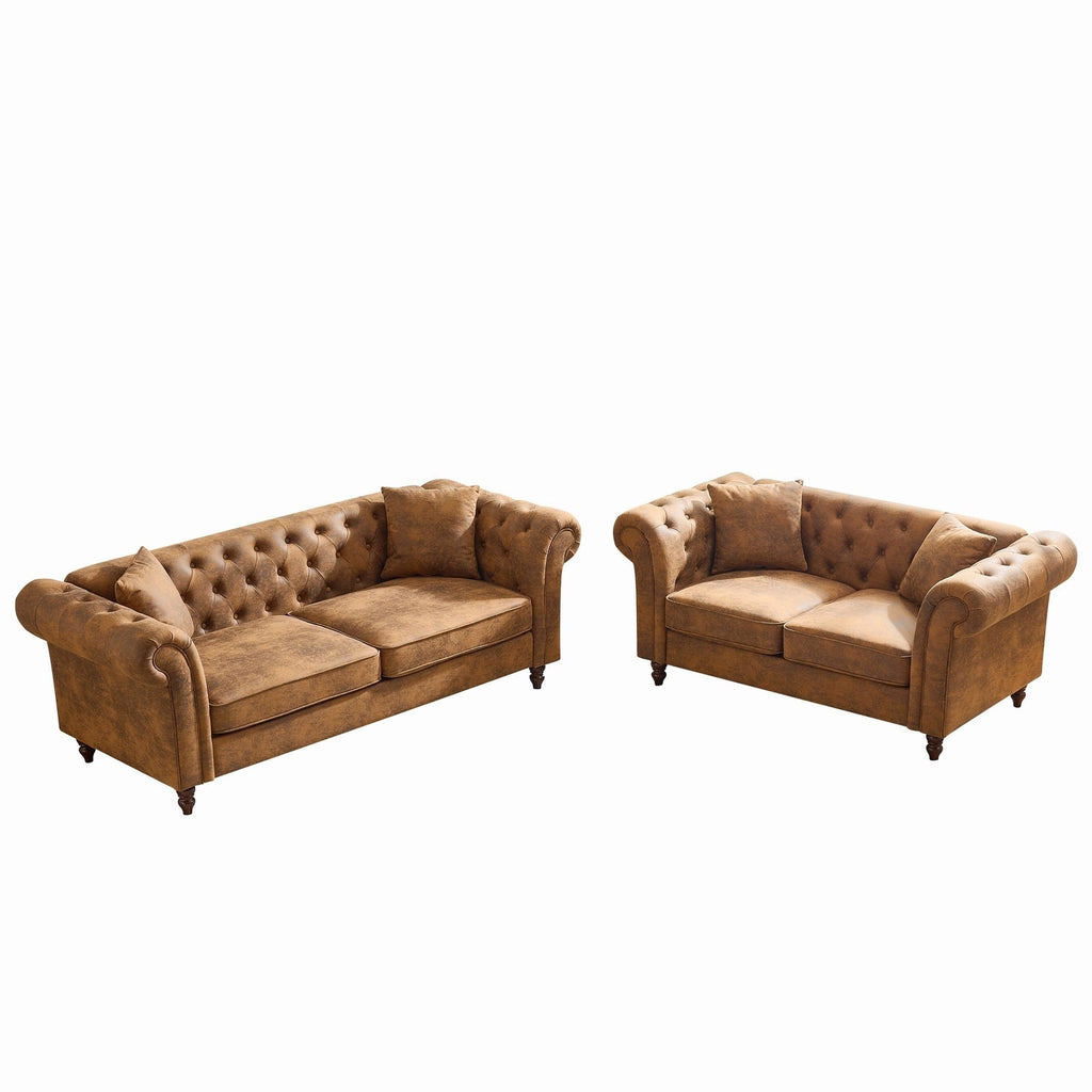 Chesterfield Faux Leather 3+2 Seater Sofa Set