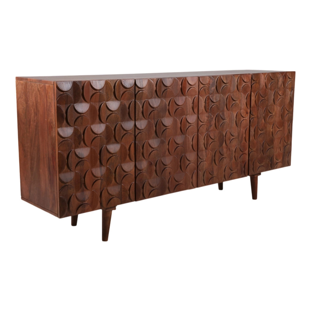 Wood Geometric Carved Front Finish Cabinet
