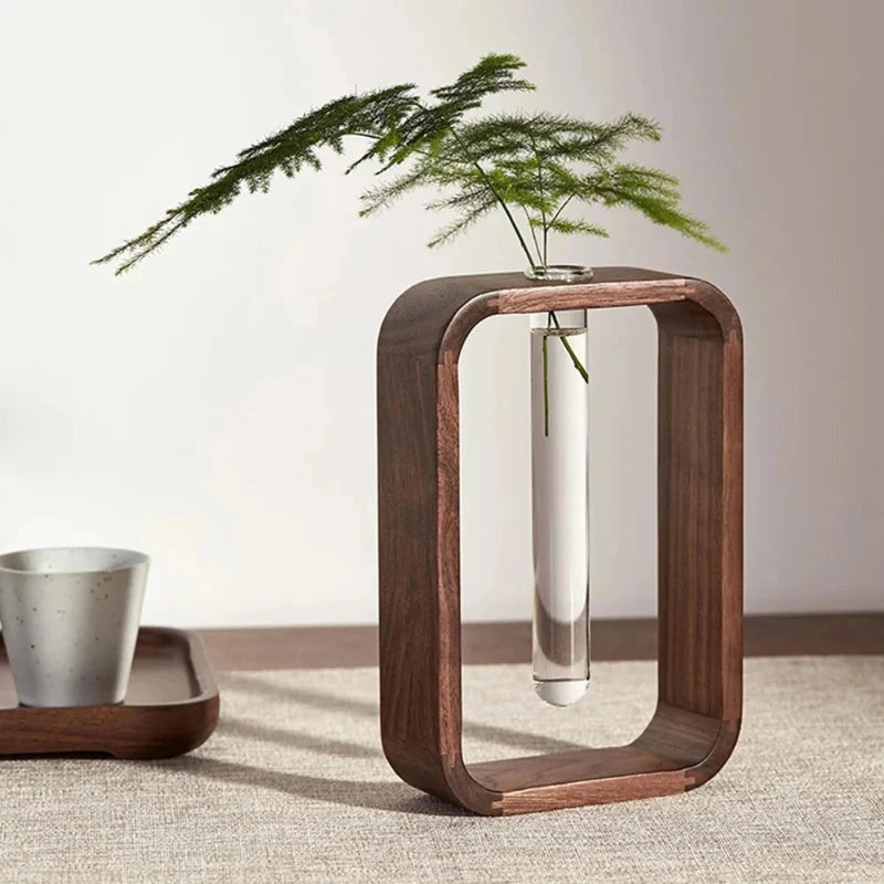 Wood Hydroponic Plant Vase