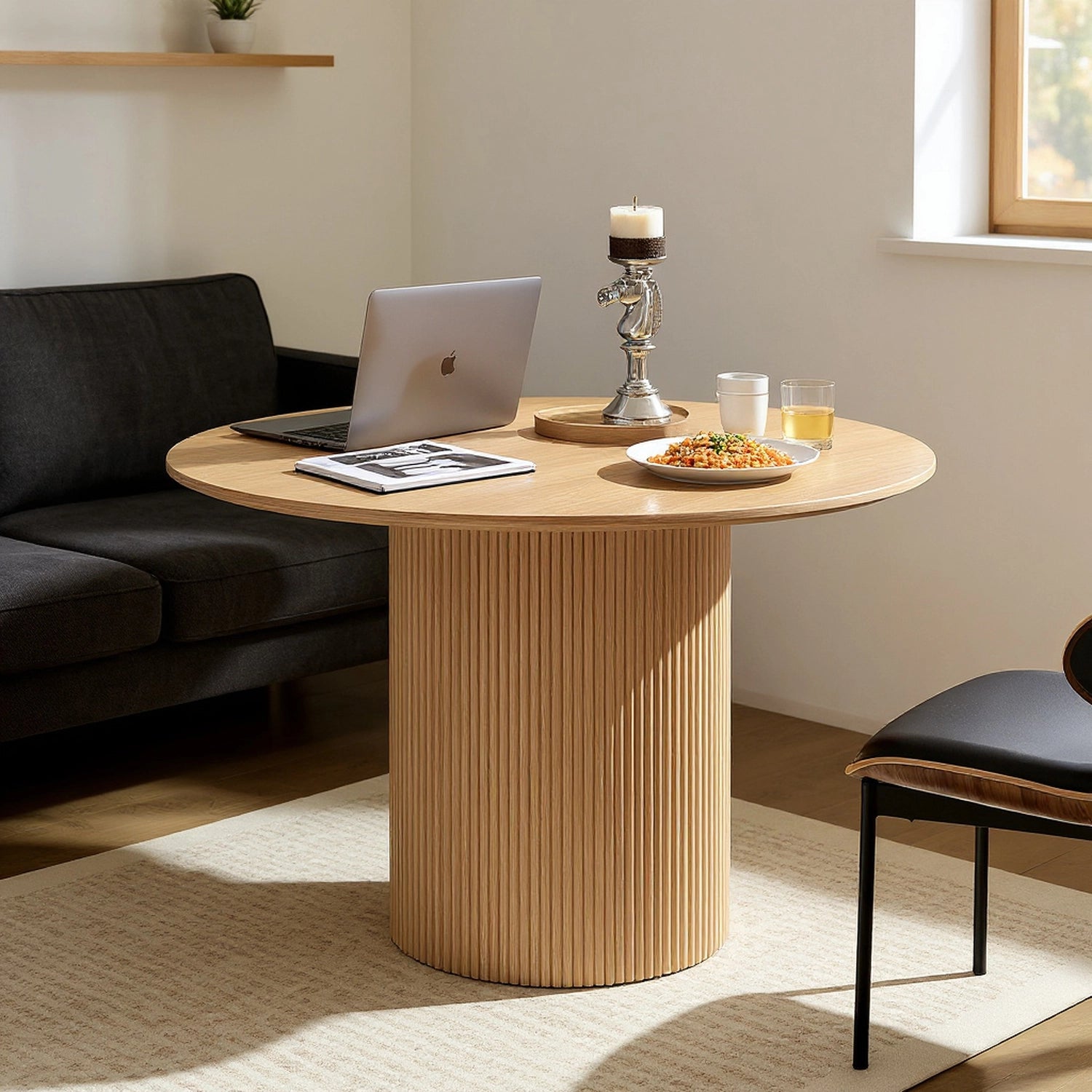 Mid-Century Round Dining Table For Living & Dining Room