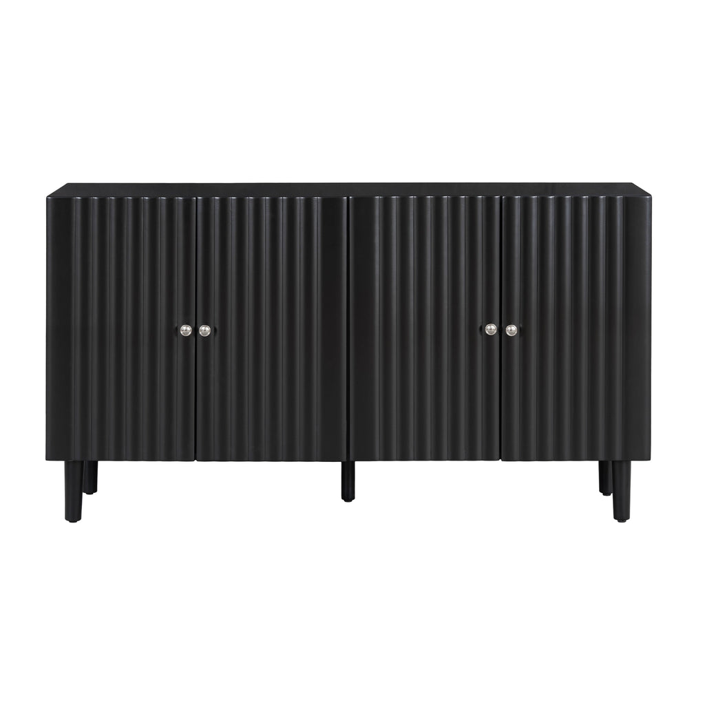 4-Door Sideboard with Wavy Pattern & Cylindrical Legs
