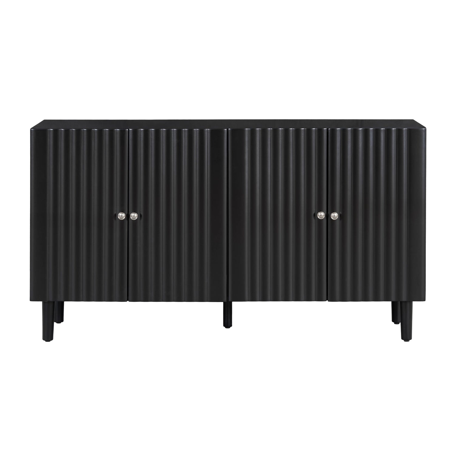 4-Door Sideboard with Wavy Pattern & Cylindrical Legs