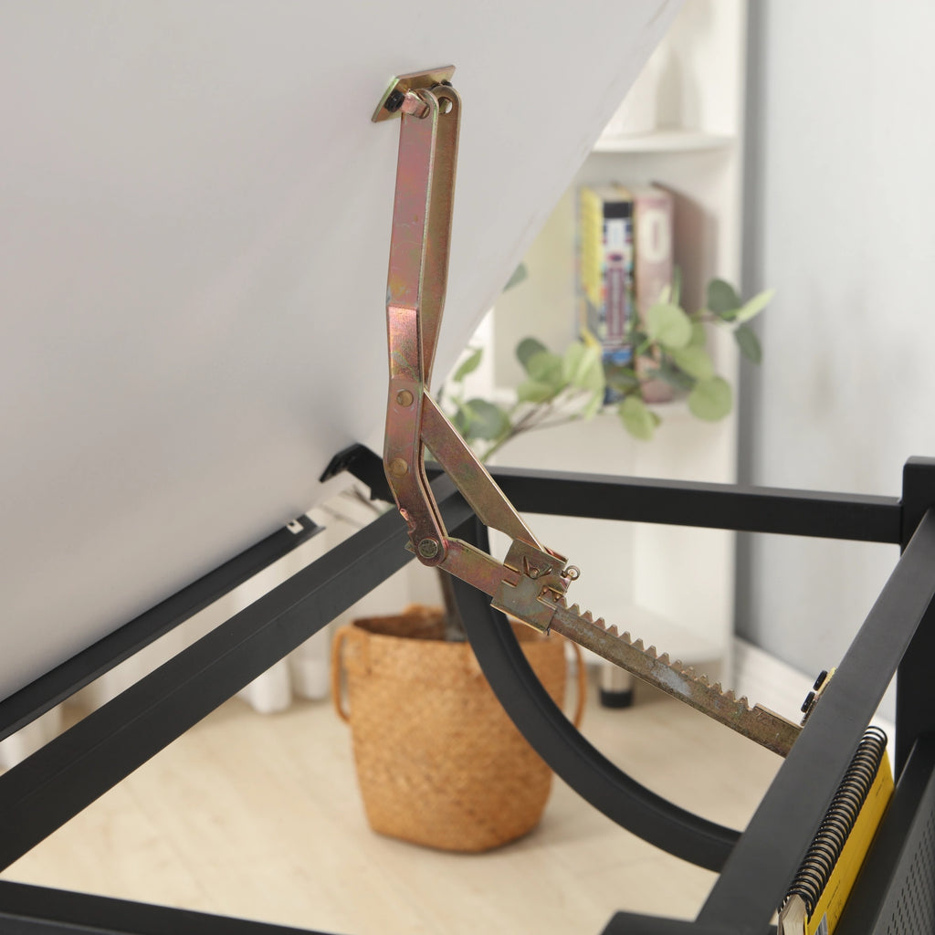 White Adjustable Drafting Drawing Table with Stool