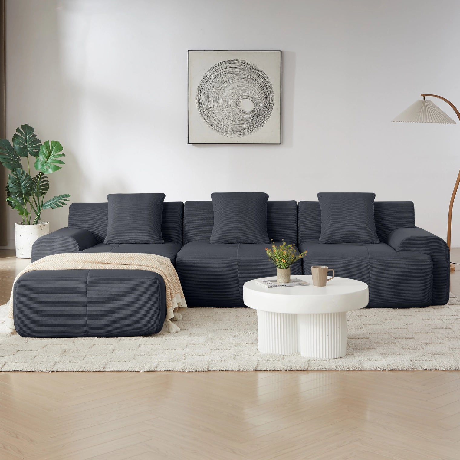 L-Shaped Modular Sectional Sofa Corduroy