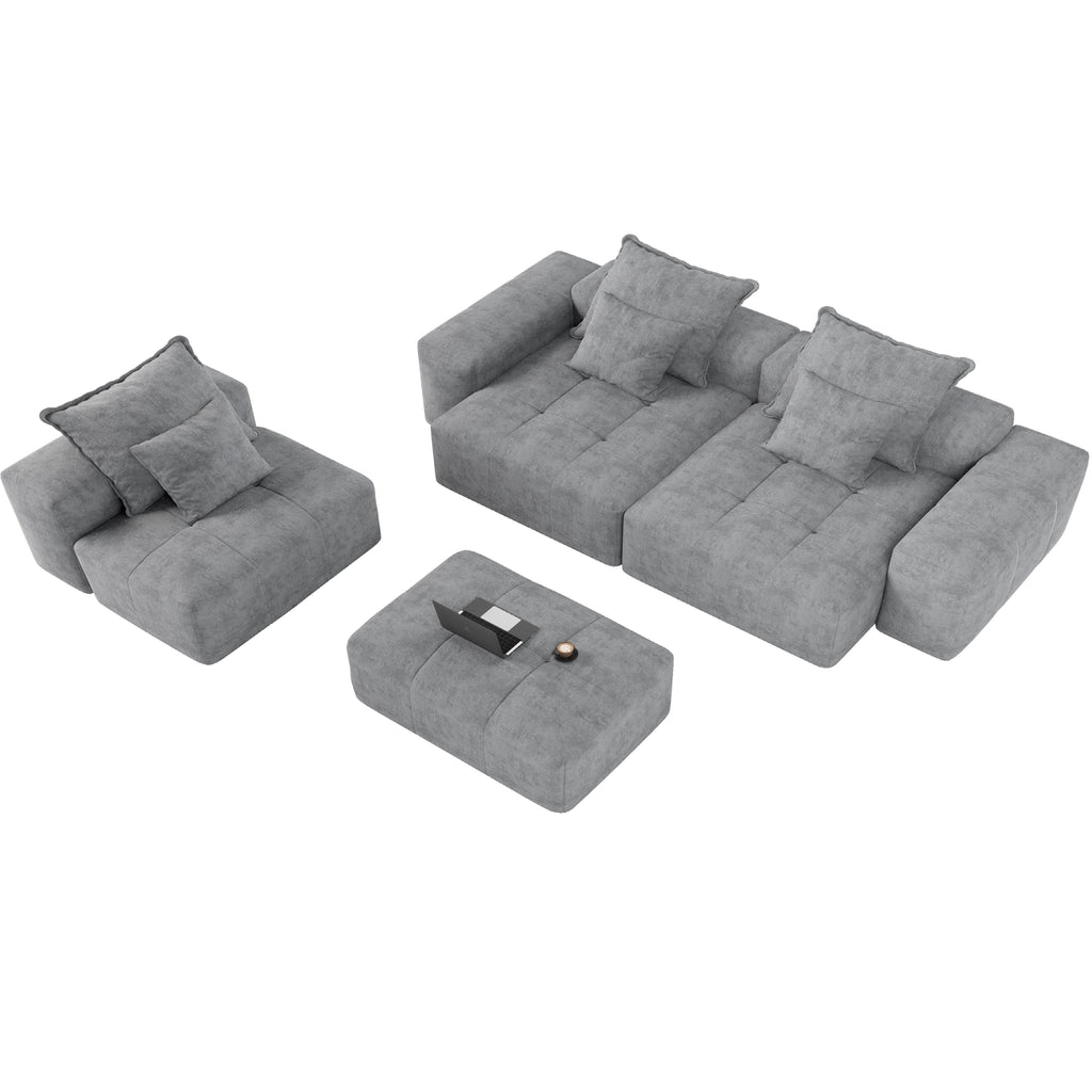 Modern Oversized Modular Sectional Sofa with 6 Pillows
