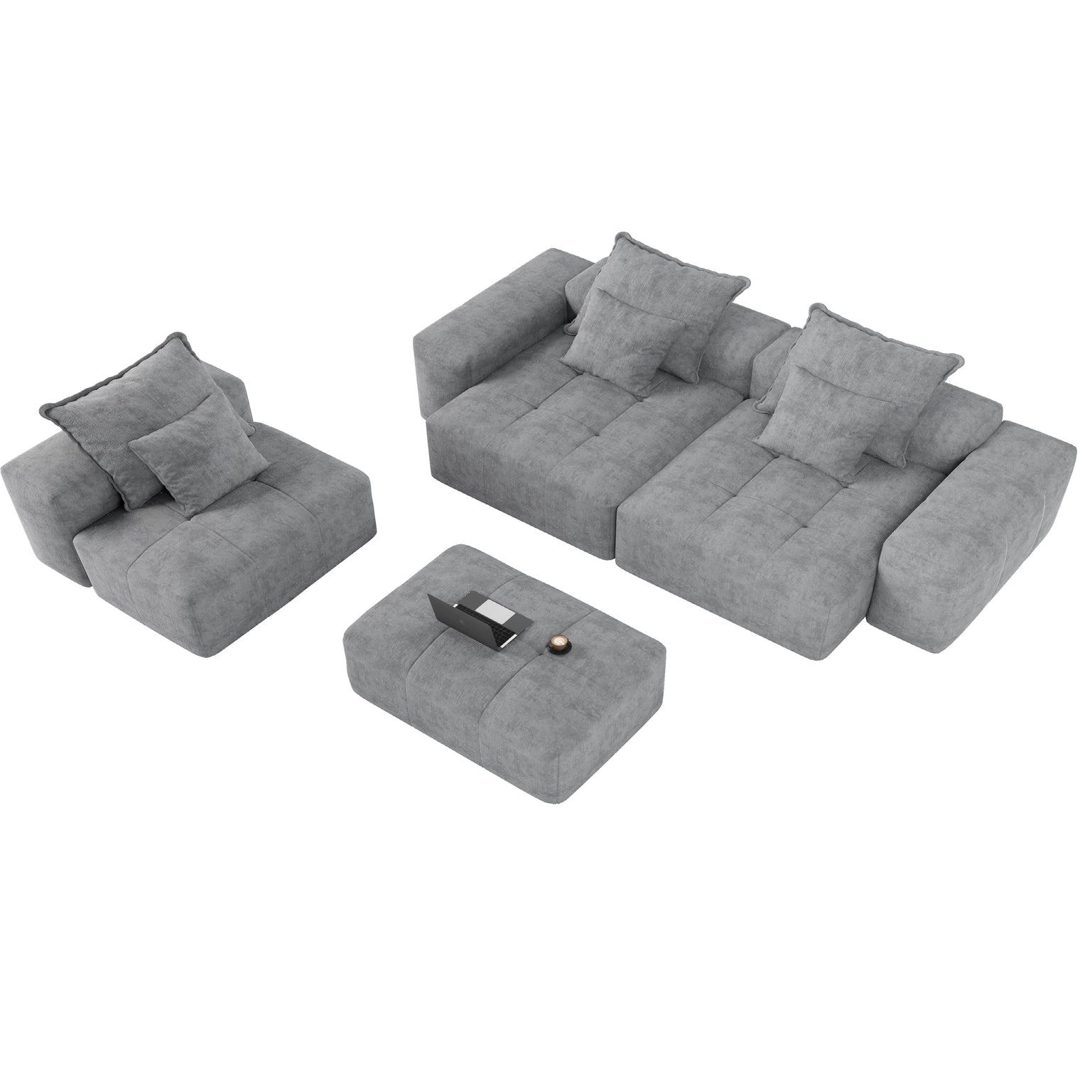 Modern Oversized Modular Sectional Sofa with 6 Pillows