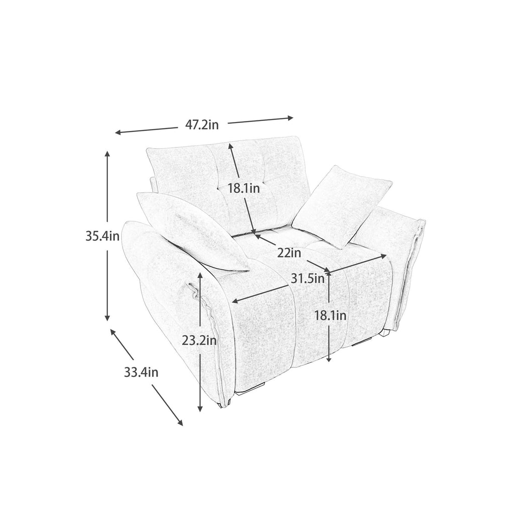 Beige Chenille Ergonomic Sofa-Single Seat/4-Seat+1 Ottoman