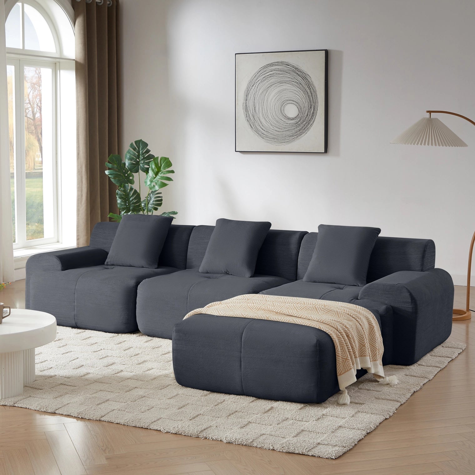 L-Shaped Modular Sectional Sofa Corduroy