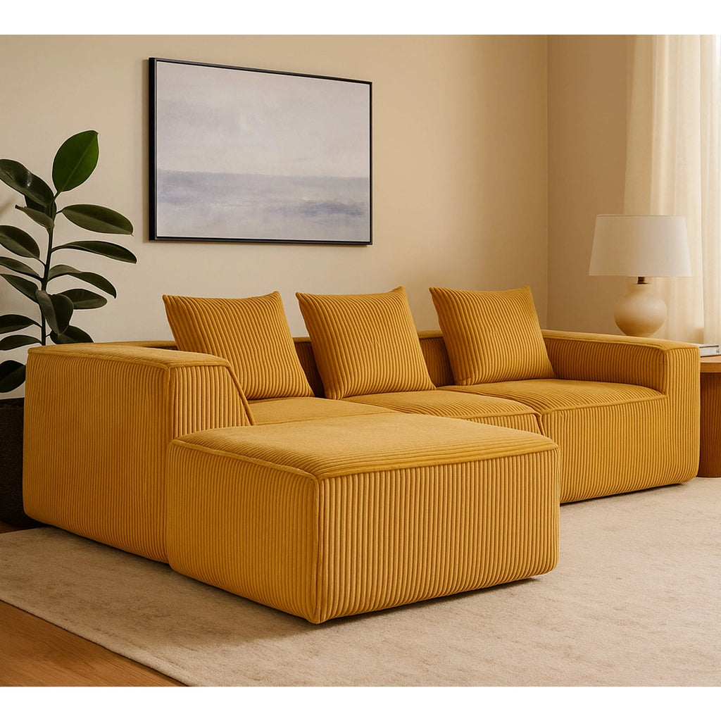Modular Compression Sofa Set Plush Corduroy