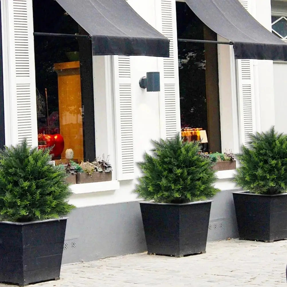 Green Artificial Uv Resistant Boxwood Trees
