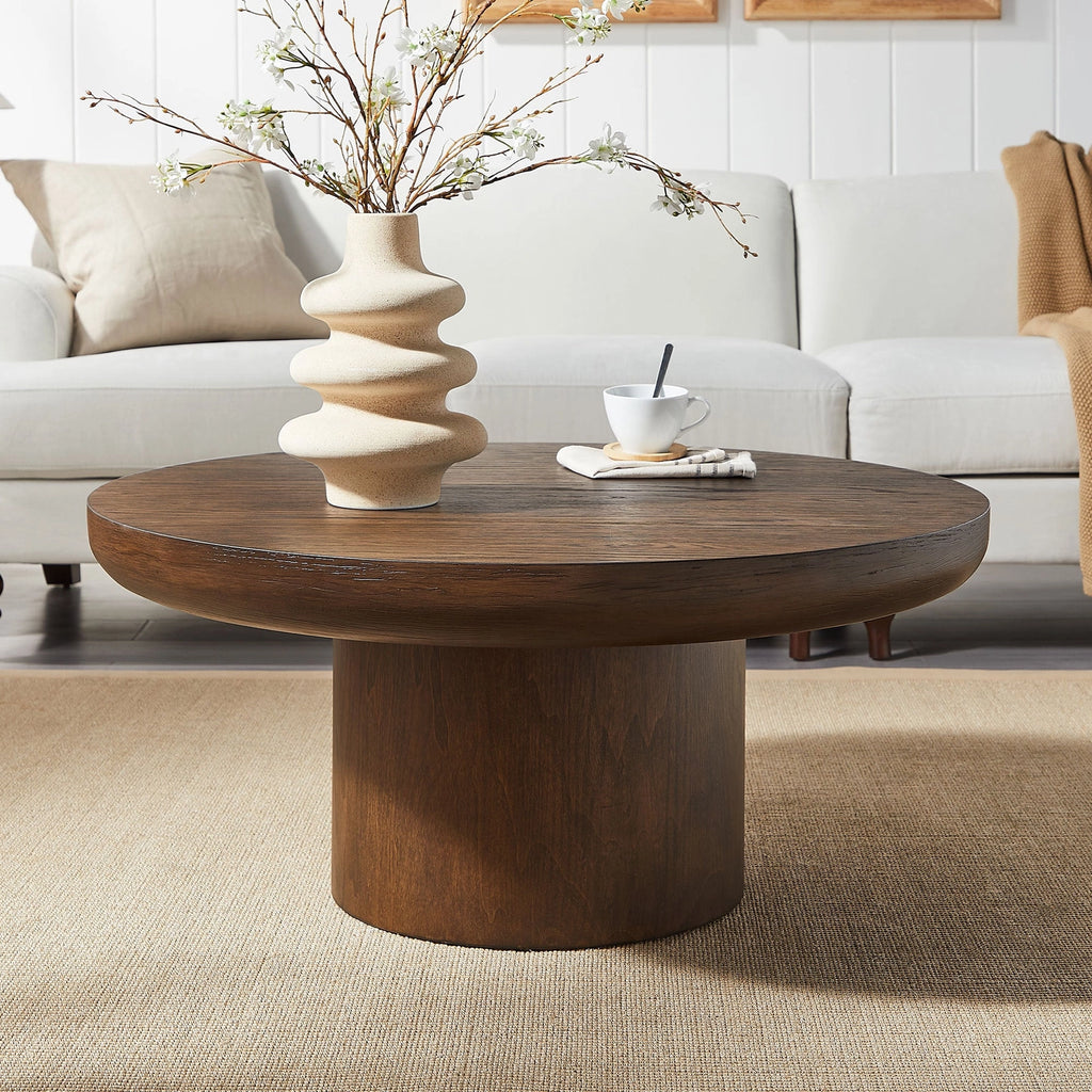 Round Coffee Table with Cylindrical Leg