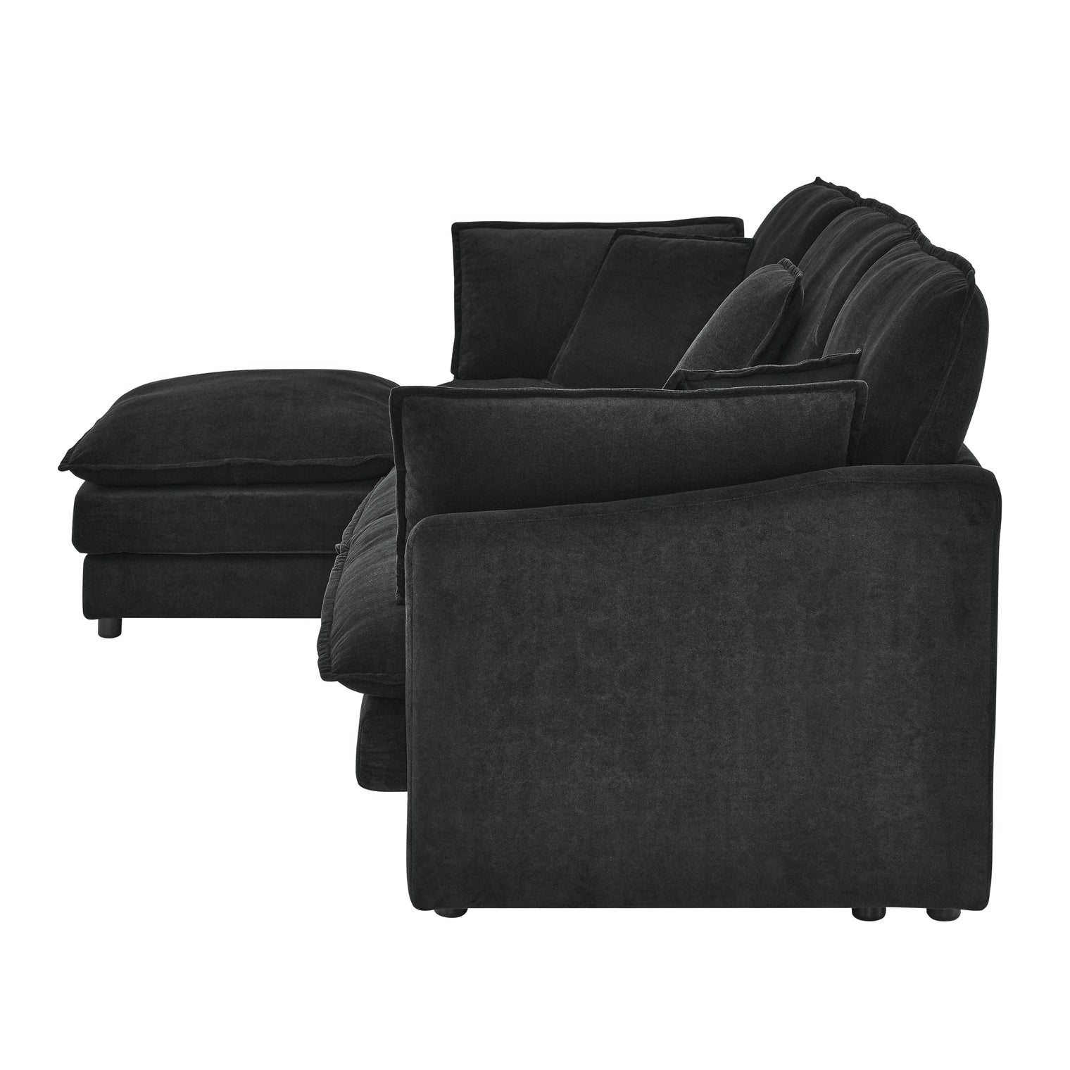 Living Room 4-Seater L-Shaped Sectional Sofa with Ottoman