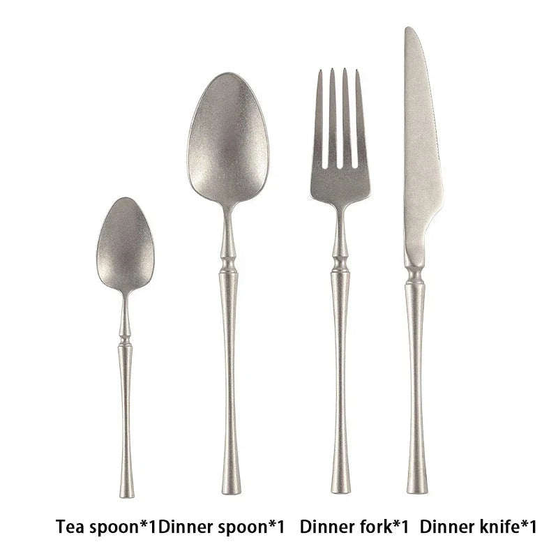 Retro Stainless Steel 4-Piece Cutlery Set