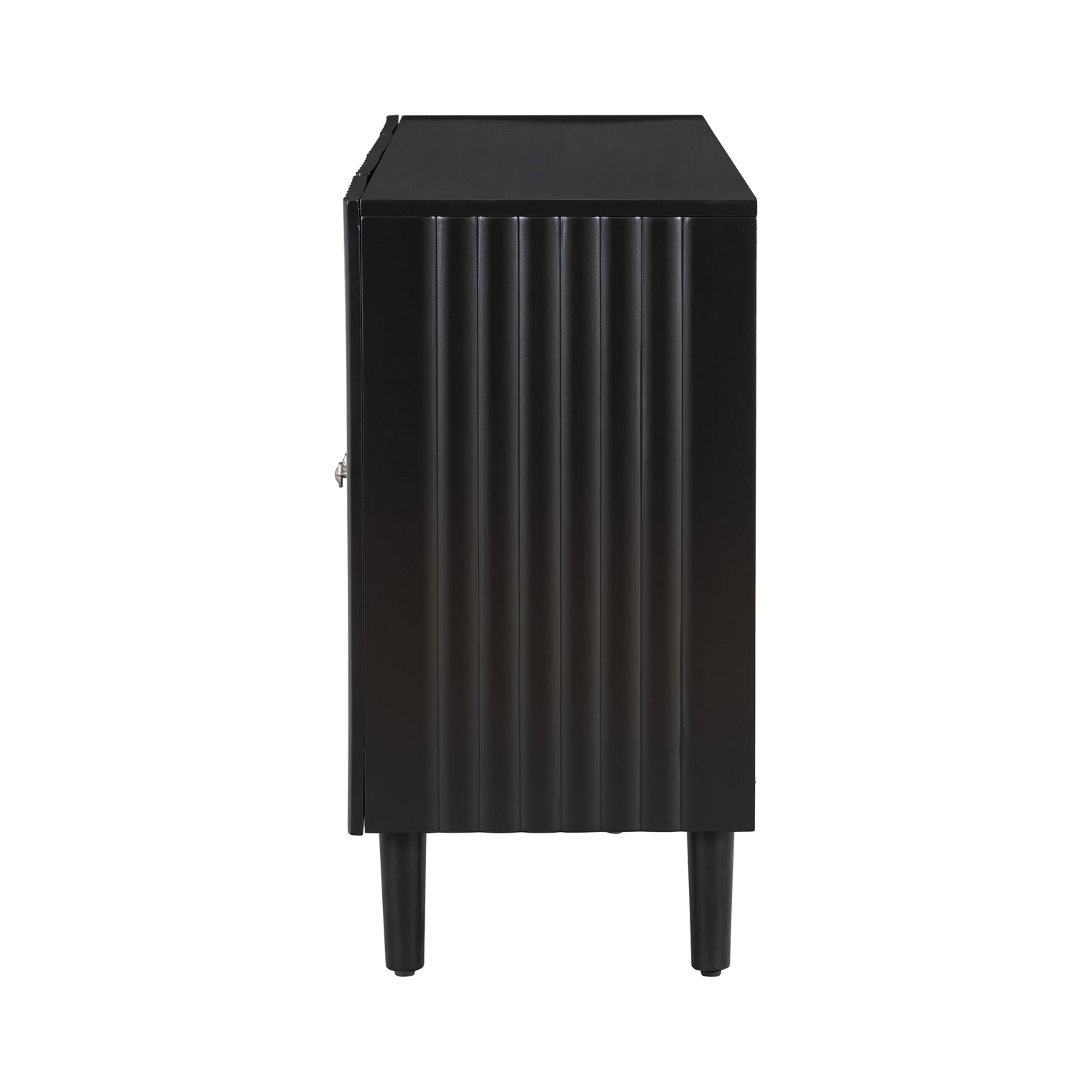 4-Door Sideboard with Wavy Pattern & Cylindrical Legs