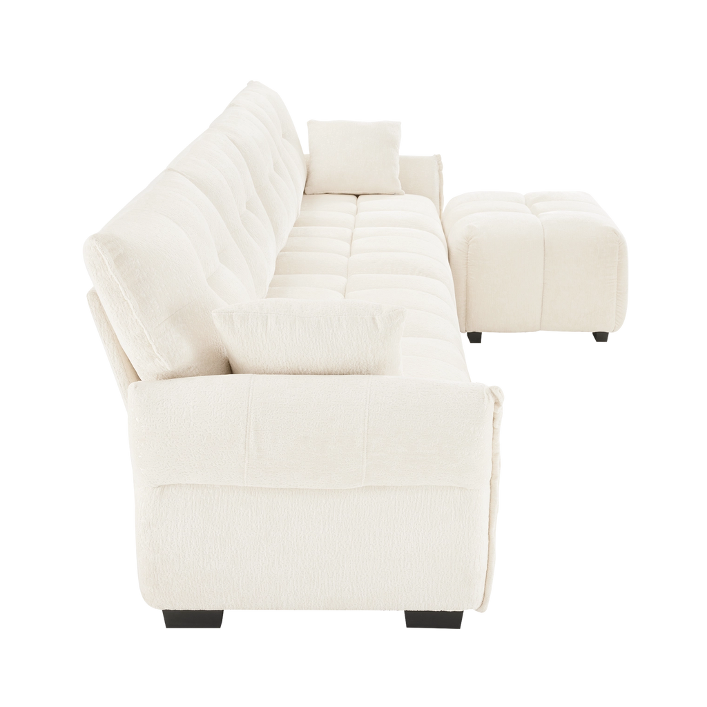 Beige Chenille Ergonomic Sofa-Single Seat/4-Seat+1 Ottoman