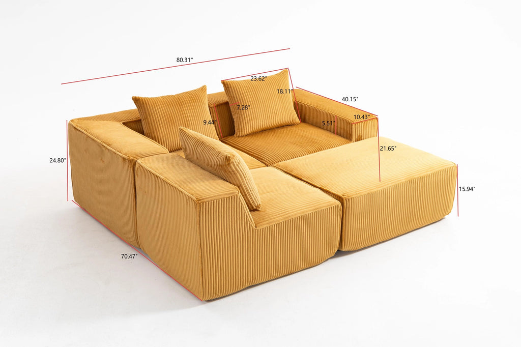 Modular Compression Sofa Set Plush Corduroy