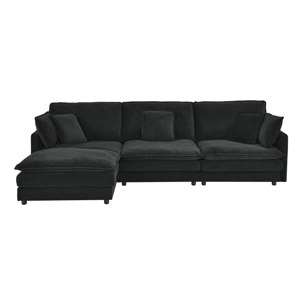 Living Room 4-Seater L-Shaped Sectional Sofa with Ottoman