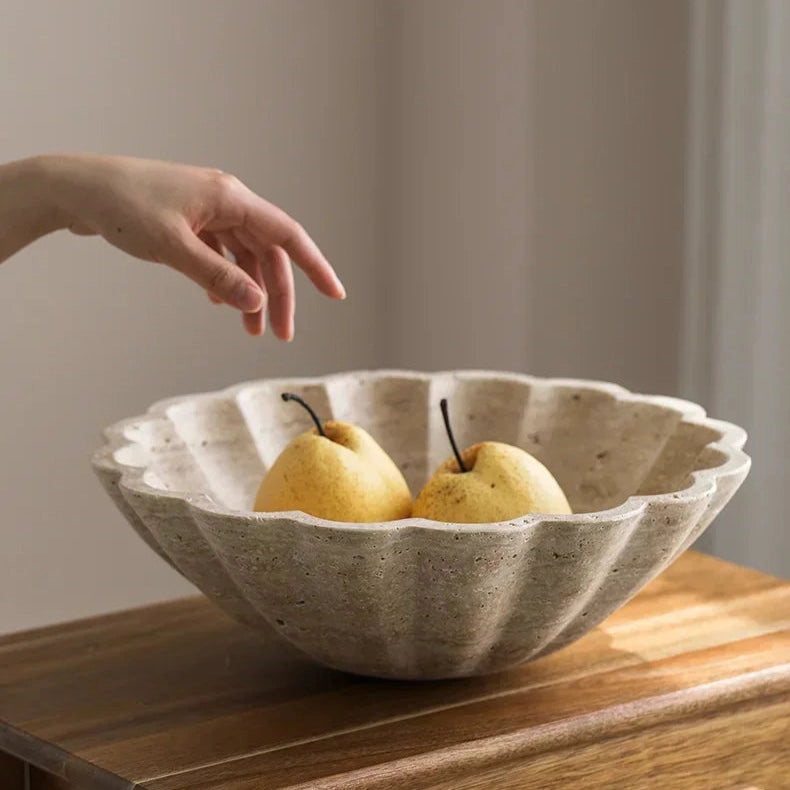 Floral Faux Travertine Bowl