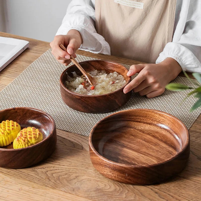 Walnut Wooden Bowls 4-Piece Sets